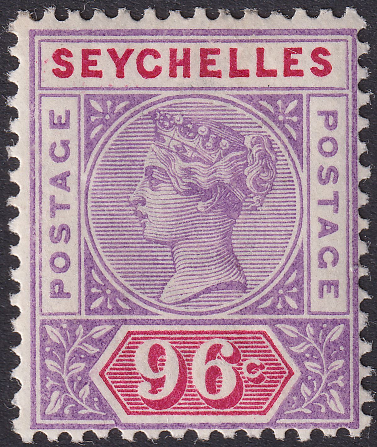 Seychelles 1890 QV 96c Mauve and Carmine Die I Mint SG8 cat £70