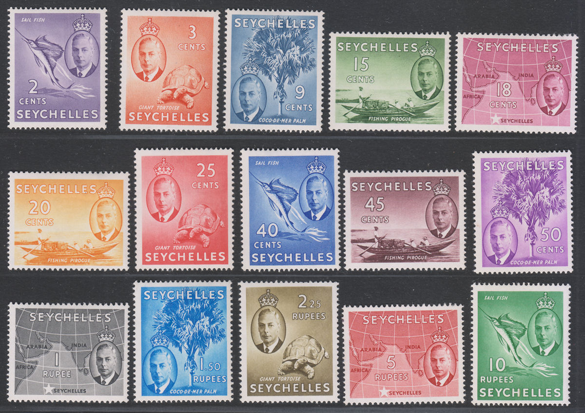 Seychelles 1952 King George VI Set Mint SG158-172 cat £90