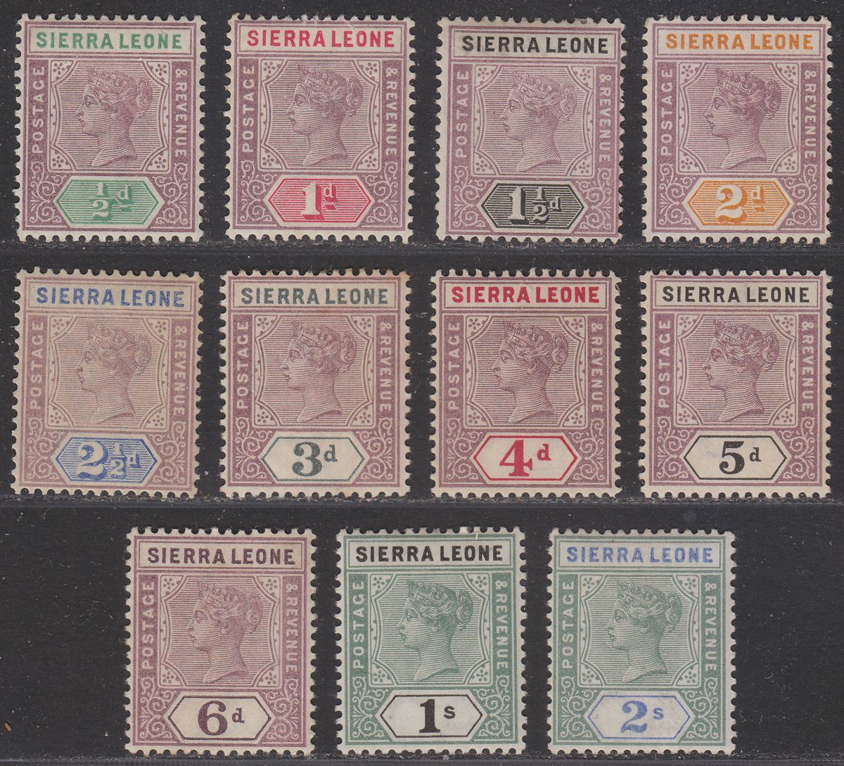 Sierra Leone 1896-97 Queen Victoria Set to 2sh Mint SG41-51
