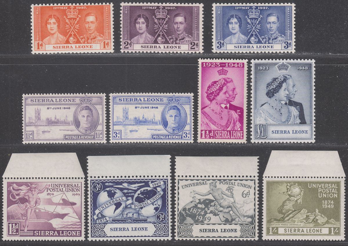Sierra Leone 1937-49 KGVI Omnibus Selection Mint inc RSW, UPU cat £27