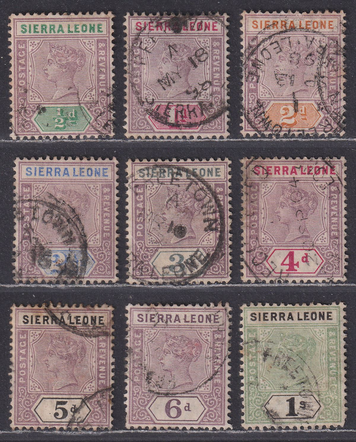 Sierra Leone 1896-97 Queen Victoria Part Set to 1sh Used