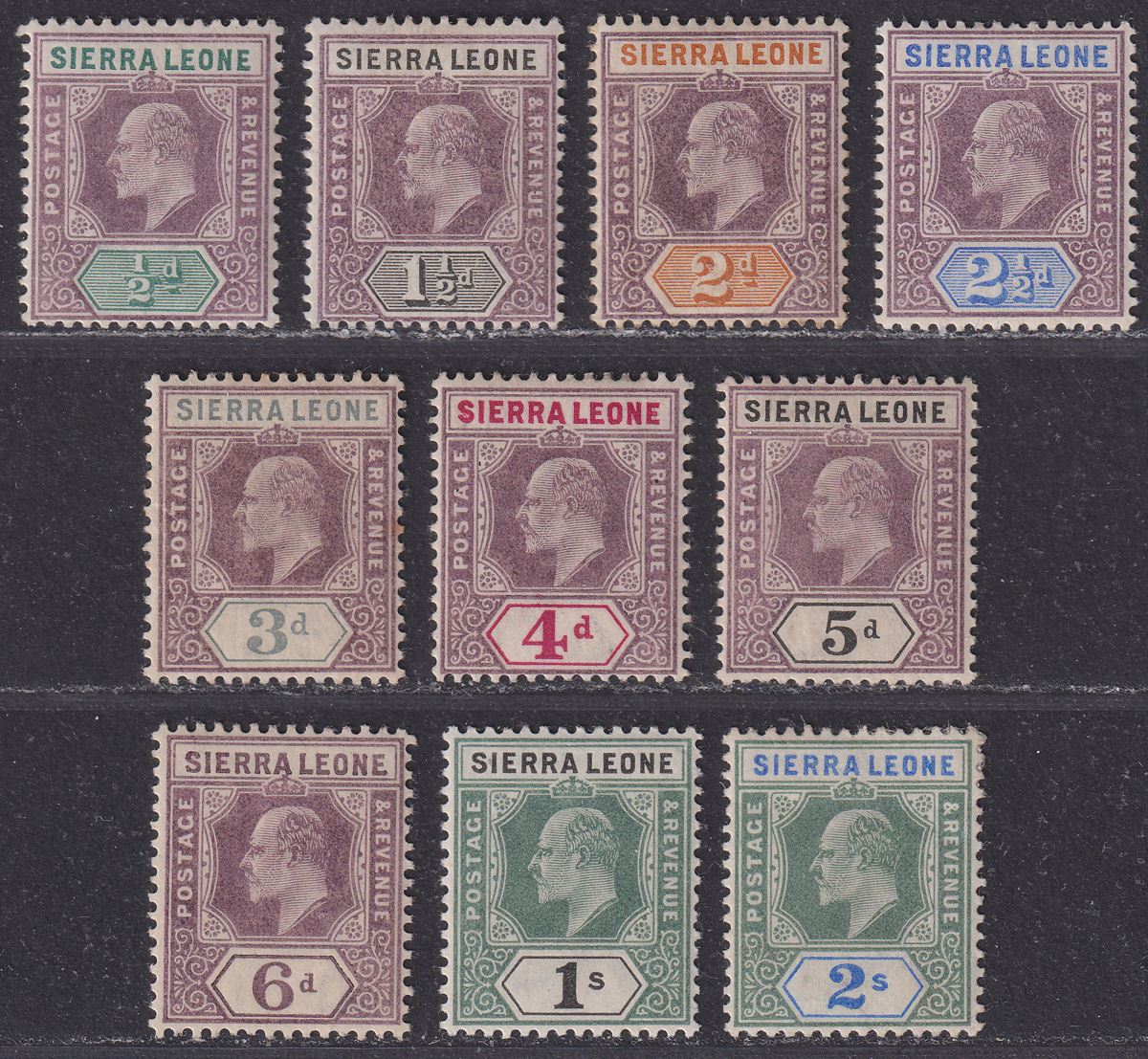 Sierra Leone 1903 King Edward VII Part Set to 2sh Mint