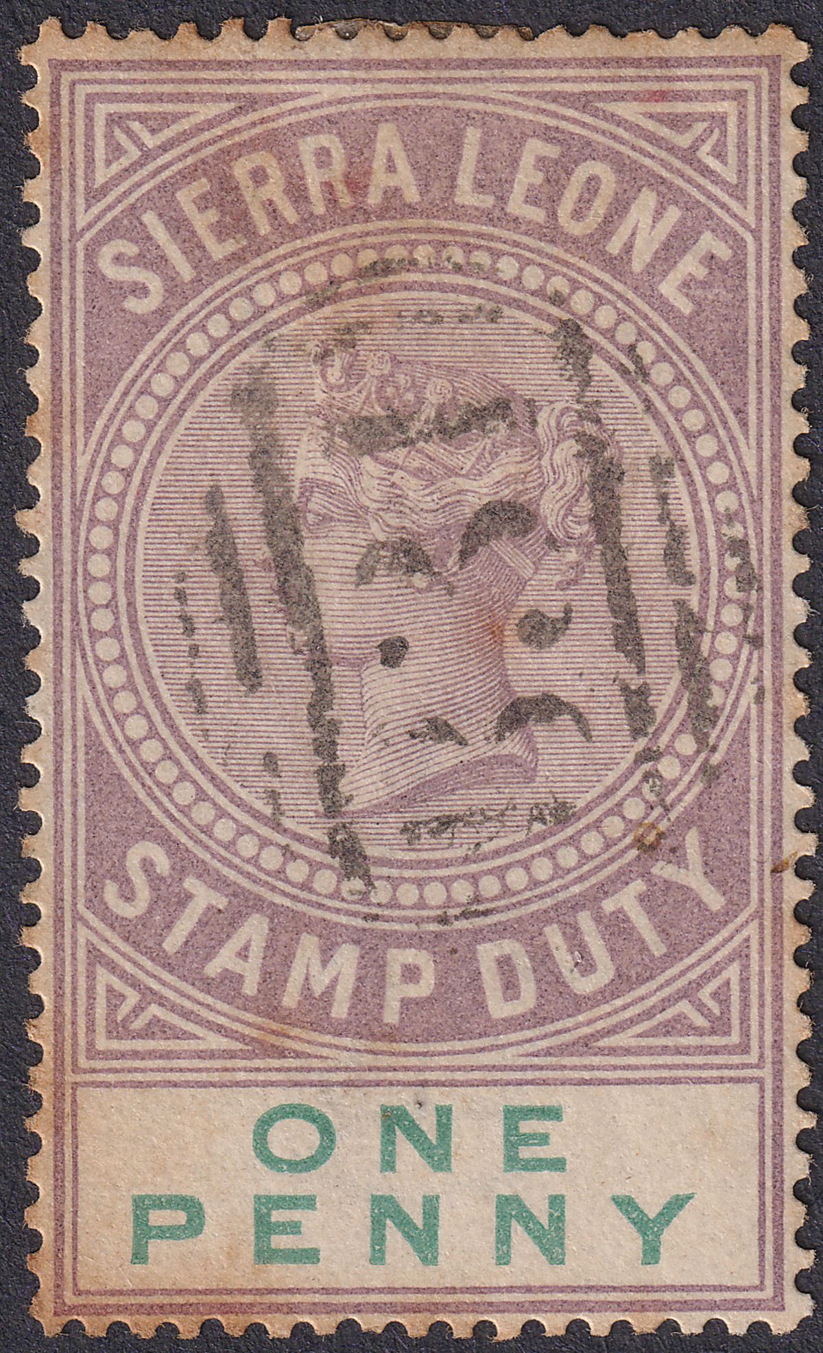 Sierra Leone 1886 QV Revenue Stamp Duty 1d Used Apparently Postal B31