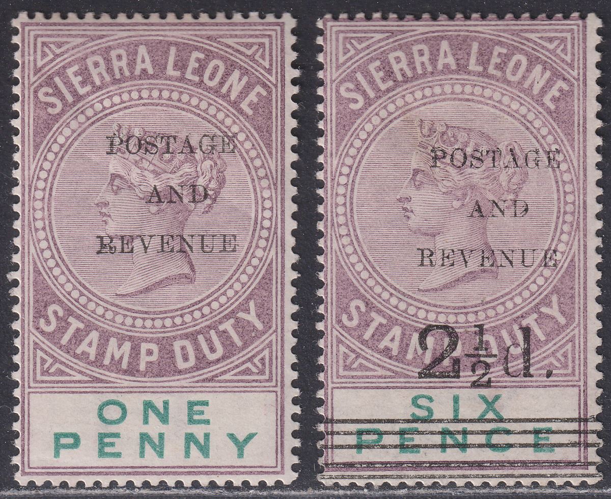 Sierra Leone 1897 QV 1d Overprint, 2½d on 6d Surcharge Mint SG54 SG59