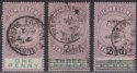 Click for more photos and details Sierra Leone 1897 QV 1d Opt, 2½d on 3d, 2½d on 6d Surcharges Used SG54-55 SG59