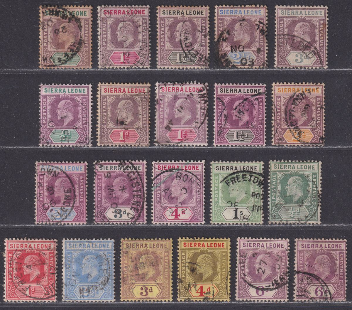 Sierra Leone 1903-07 King Edward VII Selection to 1sh Used