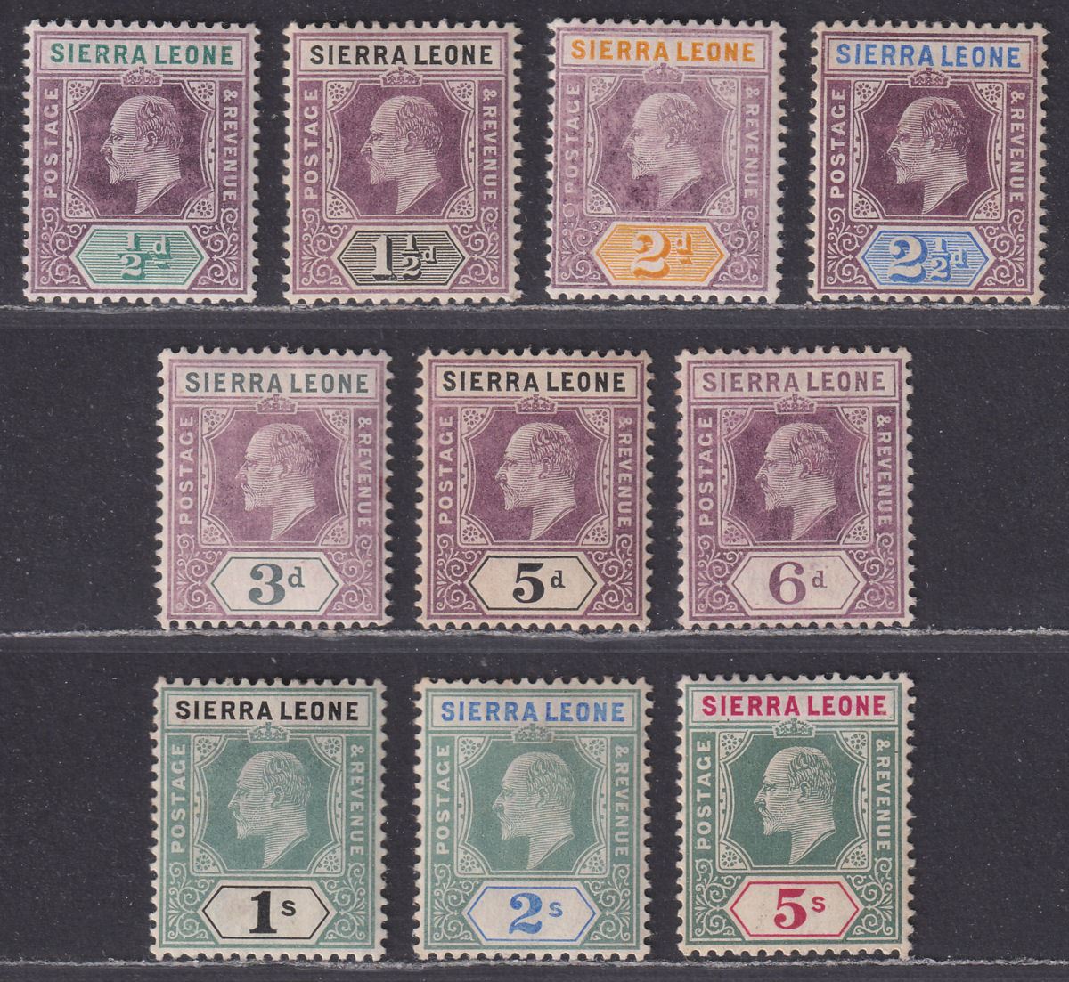 Sierra Leone 1904-05 King Edward VII Part Set to 5sh Mint