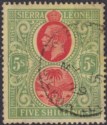 Click for more photos and details Sierra Leone 1927 KGV 5sh Red and Green on Yellow Used SG145 cat £60