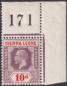 Click for more photos and details Sierra Leone 1925 KGV 10d Purple + Red Sheet No Corner Margin Mint SG142 cat £10