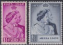 Click for more photos and details Sierra Leone 1948 KGVI Royal Silver Wedding 1½d, £1 UM Mint SG203-204 cat £20