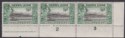 Click for more photos and details Sierra Leone 1938 KGVI ½d Black + Blue-Green Plate 2/3 Strip of 3 Mint SG188