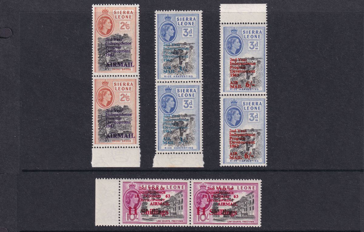 Sierra Leone 1963 Second Anniv Independence Surcharge Pairs Set Mint SG257-268