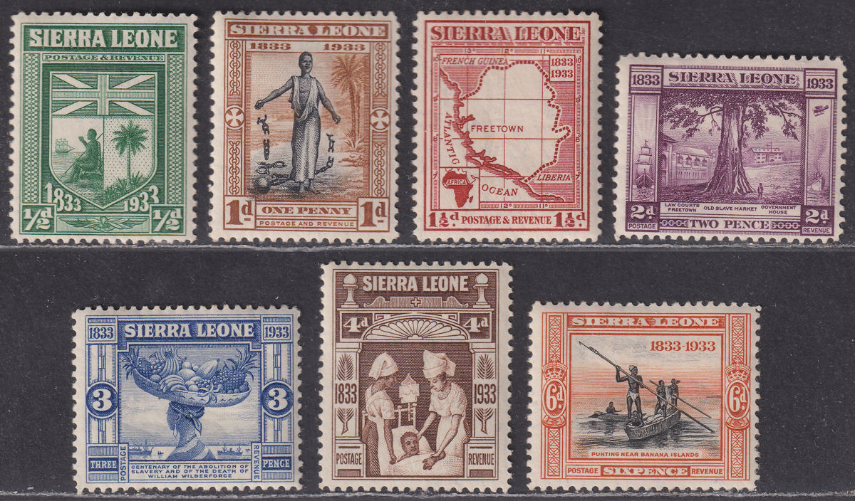Sierra Leone 1933 KGV Wilberforce Part Set to 6d Mint cat £50