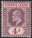 Click for more photos and details Sierra Leone 1905 KEVII 4d with Damaged Frame and Crown Variety Mint SG92a