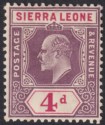 Sierra Leone 1905 KEVII 4d with Damaged Frame and Crown Variety Mint SG92a