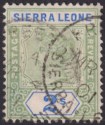 Click for more photos and details Sierra Leone 1896 QV 2sh Green and Ultramarine Used SG51 cat £80