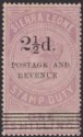 Click for more photos and details Sierra Leone 1897 QV 2½d on 1sh Dull Lilac Surcharge Type 11 Unused SG66 cat£600