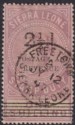 Click for more photos and details Sierra Leone 1897 QV 2½d on 1sh Dull Lilac Surcharge Type 8 Used SG63 cat £100