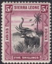 Click for more photos and details Sierra Leone 1933 KGV Wilberforce Elephant 5sh Black and Purple Mint SG178 c£160