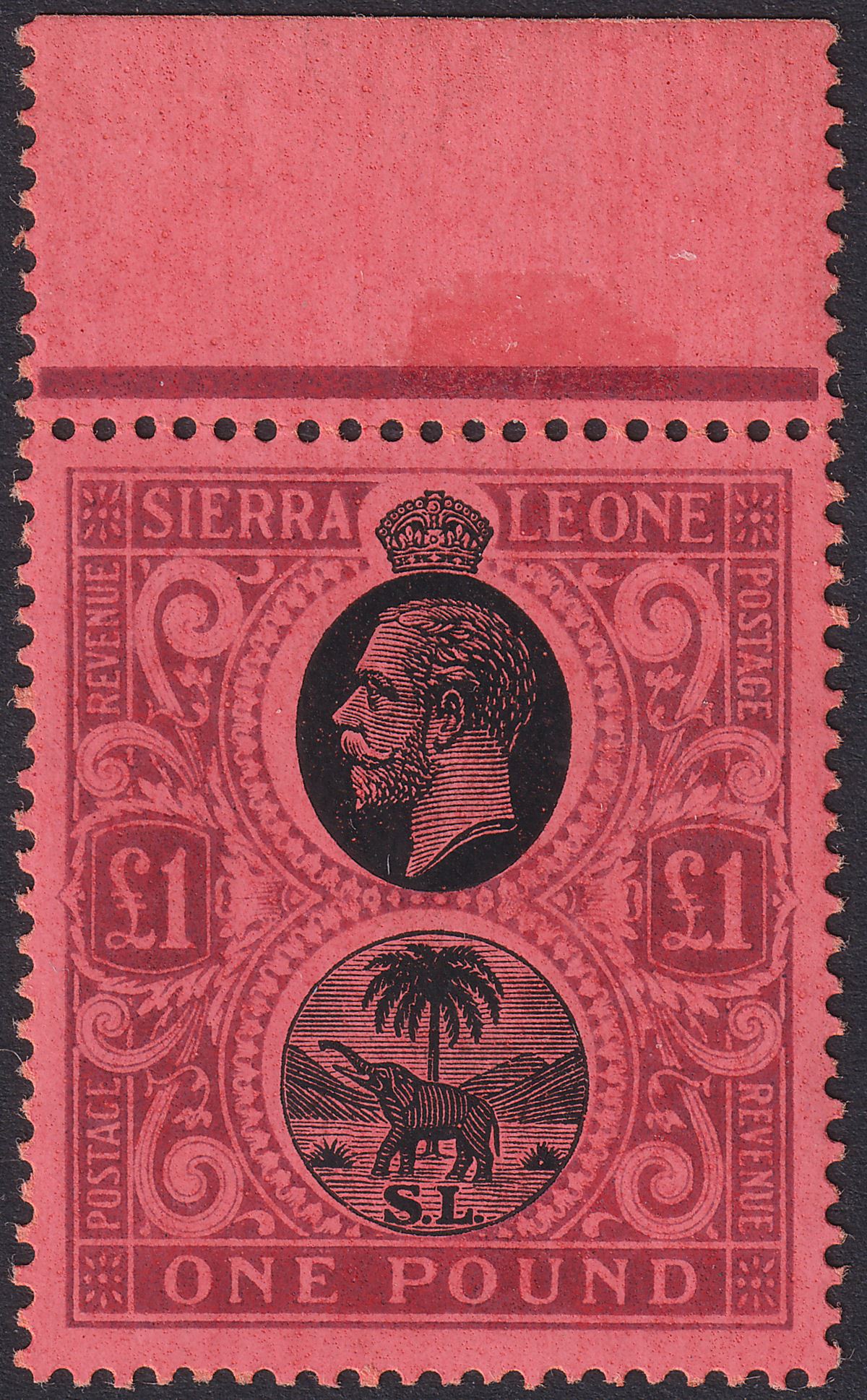 Sierra Leone 1912 KGV £1 Black and Deep Purple on Red UM Mint SG128 cat £250 MNH