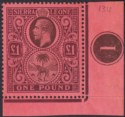 Sierra Leone 1928 KGV £1 Black-Brown + Purple on Red Plate 1 Mint SG128 cat £250