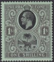 Sierra Leone 1912 KGV 1sh Black on Green wmk Inverted Mint SG124w cat £75