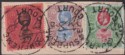 Sierra Leone 1923 KGV £2 + £1 + 10sh Fiscally Used on Piece SG127b SG128 SG129