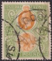 Sierra Leone 1927 KGV £5 Orange + Green Fiscally Used SG148 Court Cancel DAMAGED