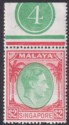 Click for more photos and details Singapore 1951 KGVI $2 Green + Scarlet perf 17½x18 Plate 4 Mint SG29 cat £110