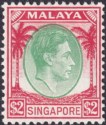 Click for more photos and details Singapore 1948 KGVI $2 Green and Scarlet perf 14 Mint SG14 cat £50