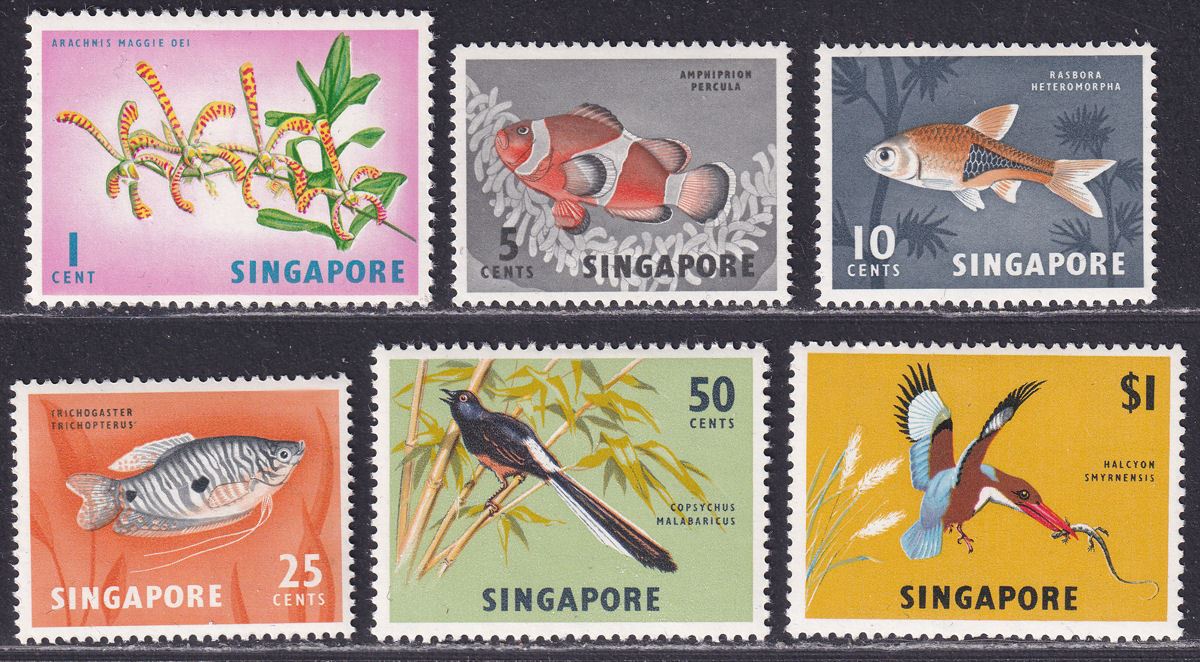 Singapore 1966 wmk Sideways Set Mint SG83-88 cat £40