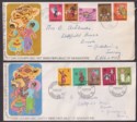 Singapore 1968 Definitive Values to $1 Used on Two Illustrated First Day Covers