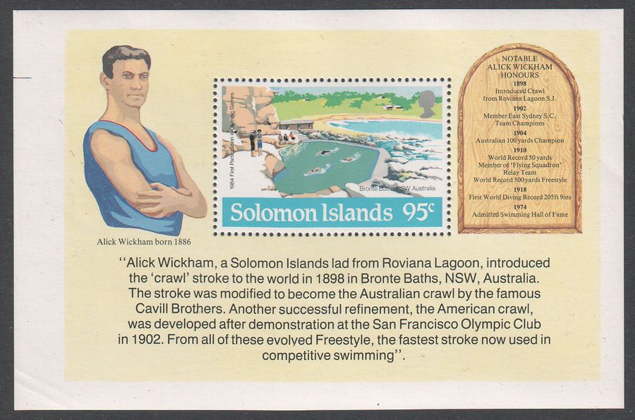 Solomon Islands 1984 QEII Olympic Games 95c Min Sheet