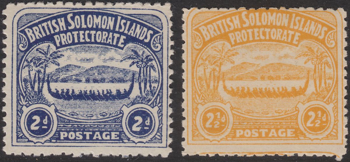 British Solomon Islands 1907 KEVII Large Canoe 2d, 2½d Mint SG3-4 cat £80