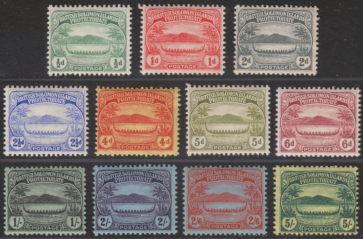 British Solomon Islands 1908-11 KEVII Small Canoe Set Mint SG8-17 cat £225
