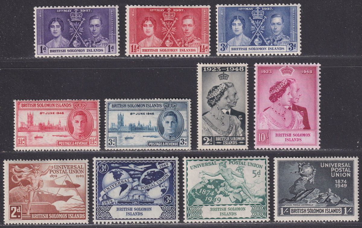 British Solomon Islands 1937-49 KGVI Omnibus Selection Mint inc RSW, UPU