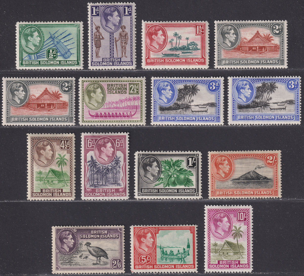 British Solomon Islands 1939 KGVI Set Mint SG60-72 cat £110