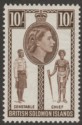 Click for more photos and details British Solomon Islands 1956 QEII 10sh Sepia Mint SG95