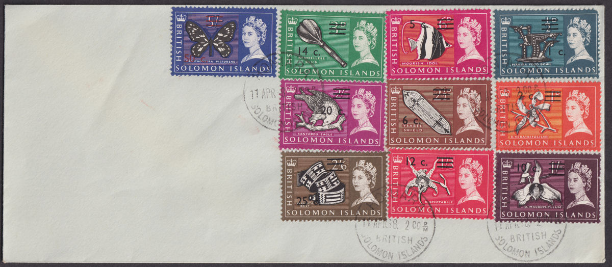 British Solomon Islands 1968 QEII Decimal Surcharges to 50c Used Cover HONIARA