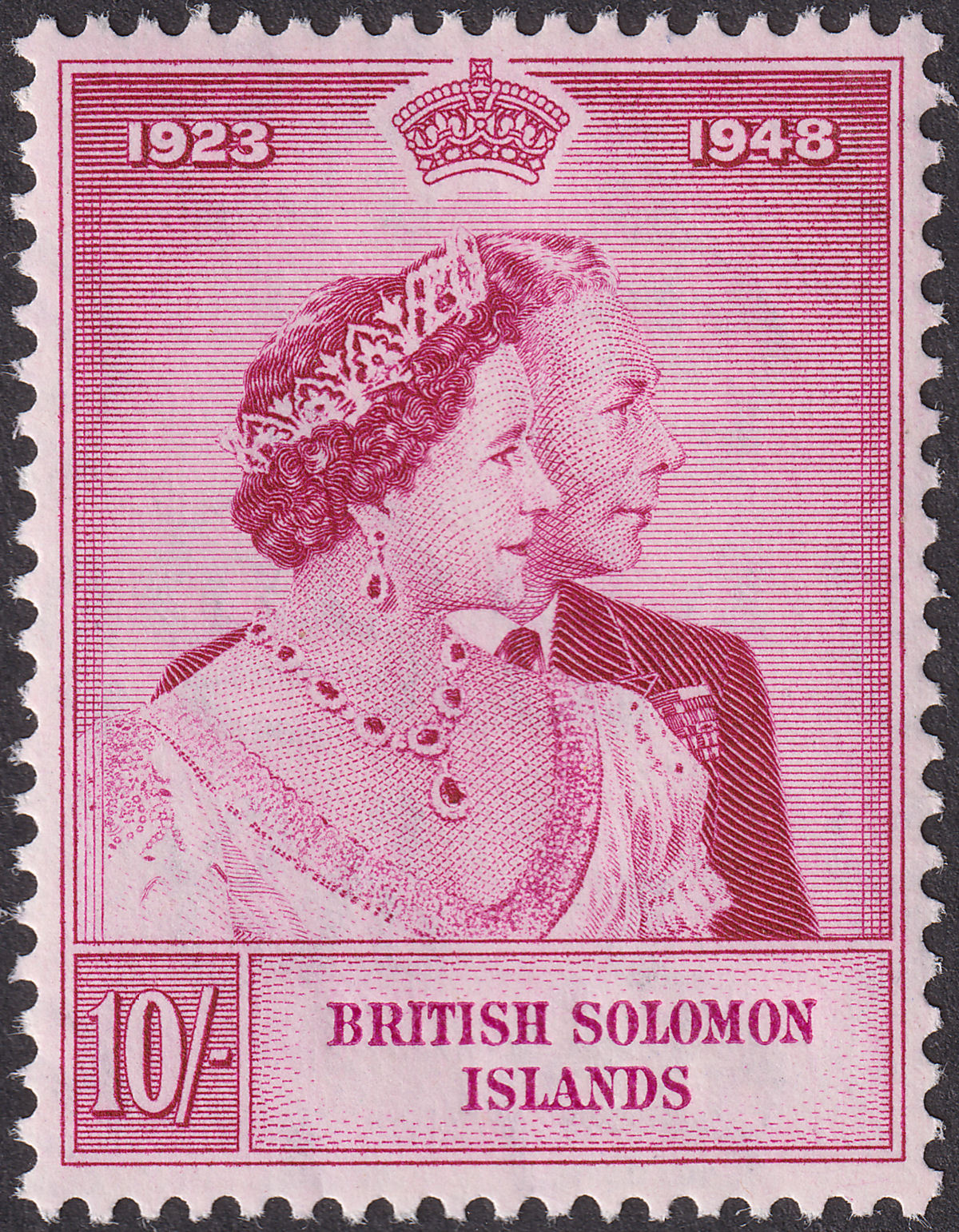 British Solomon Islands 1949 KGVI Royal Silver Wedding 10sh Mint SG76 RSW