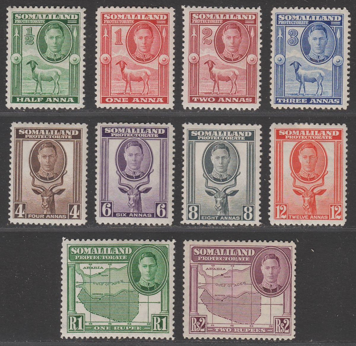 Somaliland Protectorate 1942 King George VI Set to 2r Mint SG105-114 cat £26