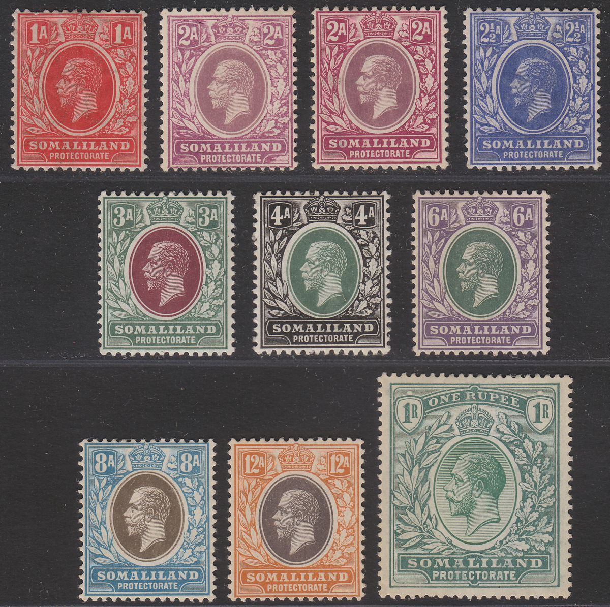 Somaliland Protectorate 1912 King George V Part Set to 1r Mint