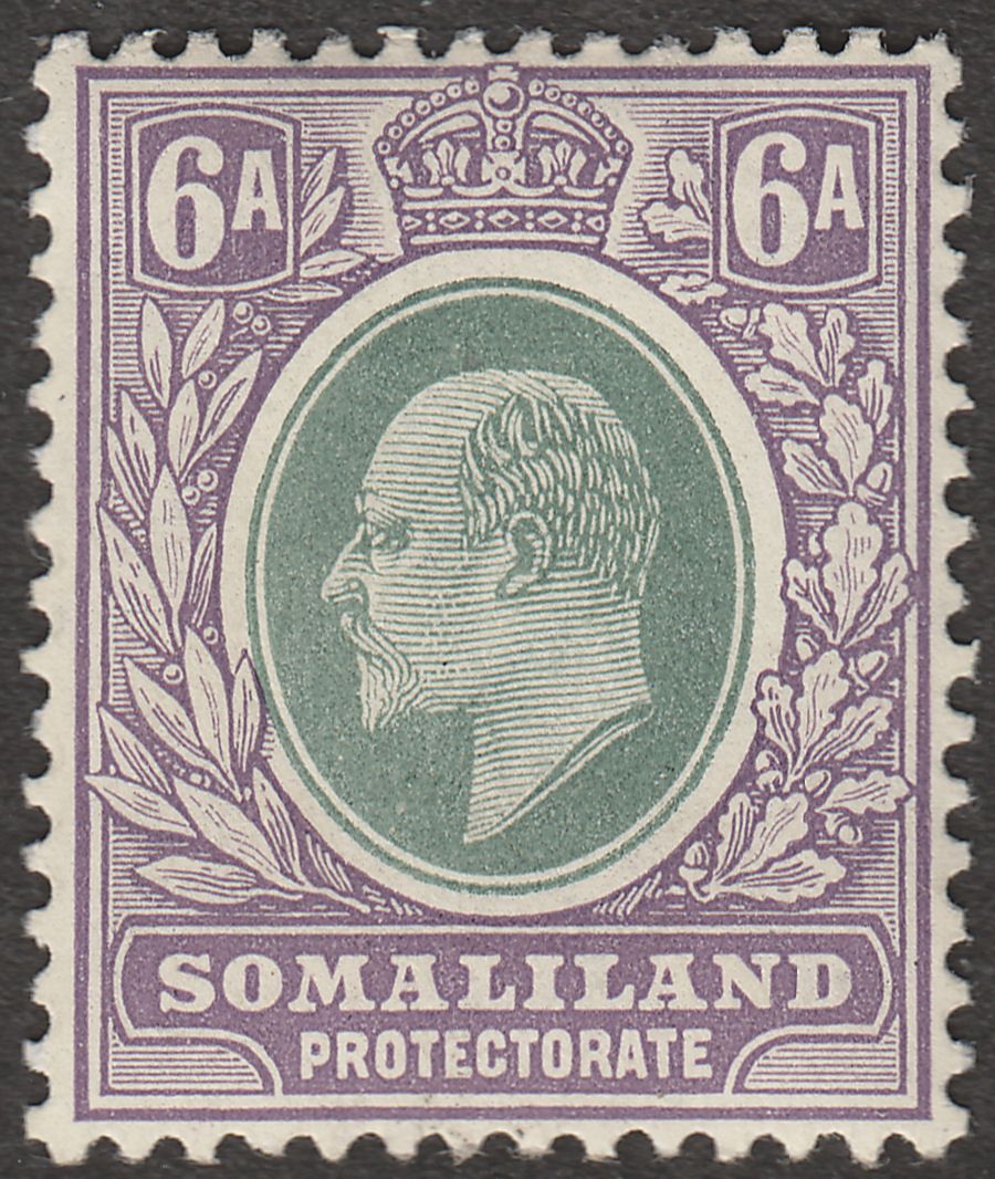 Somaliland Protectorate 1911 KEVII 6a Green and Violet Chalky Mint SG51a