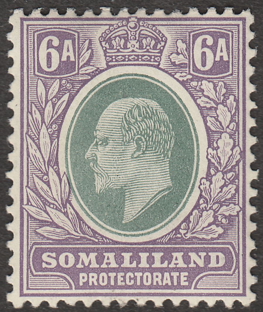 Somaliland Protectorate 1911 KEVII 6a Green and Violet Chalky Mint SG51a