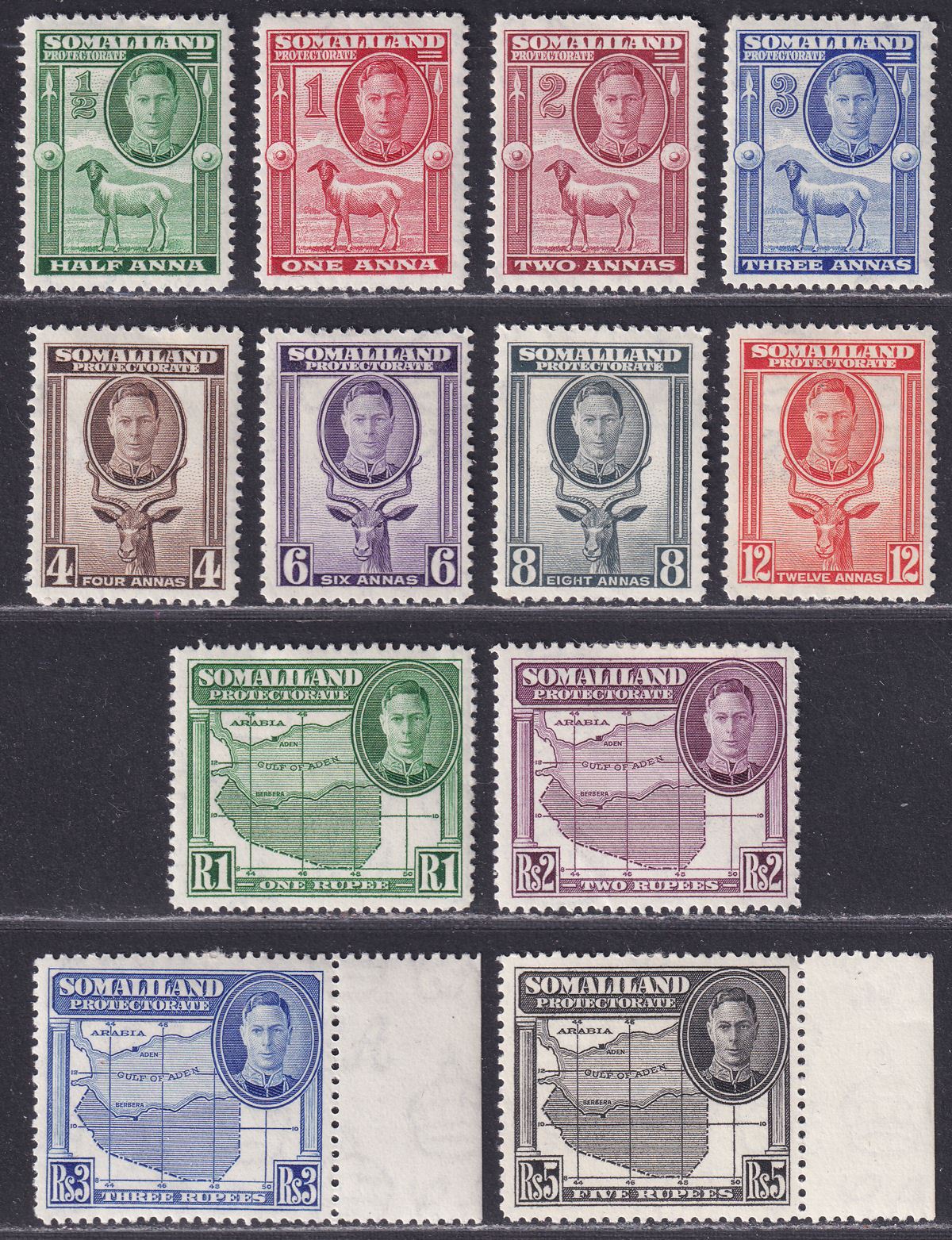 Somaliland Protectorate 1942 King George VI Set Mint SG105-116 cat £55