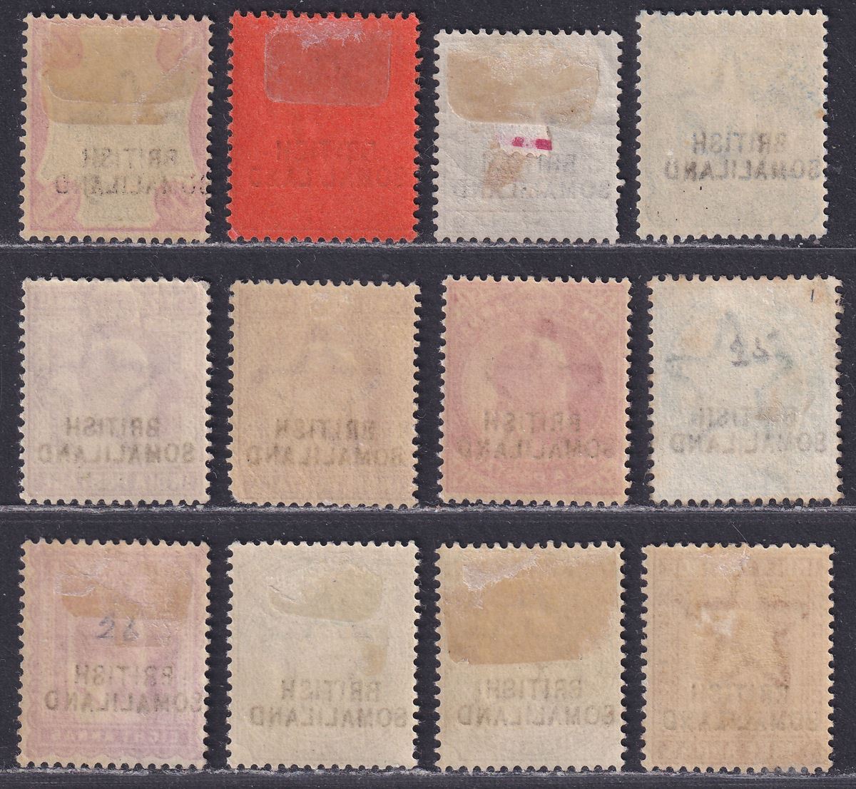 British Somaliland 1903 QV-KEVII Overprint at Base Part Set to 1r Mostly Mint