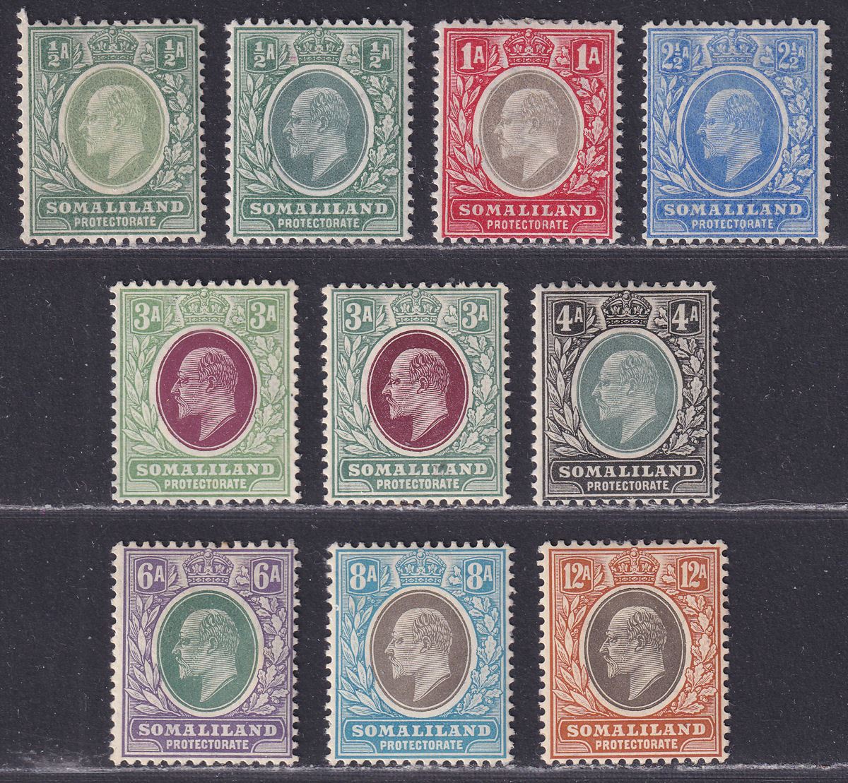 Somaliland Protectorate 1905-09 King Edward VII Part Set to 12a Mostly Mint FLTS