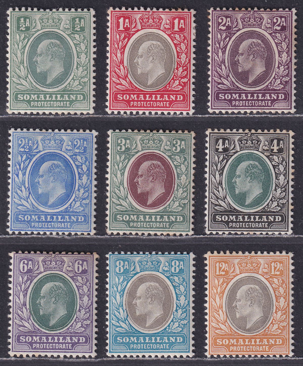 Somaliland Protectorate 1904 King Edward VII Set to 12a Mint SG32-40 - TONING