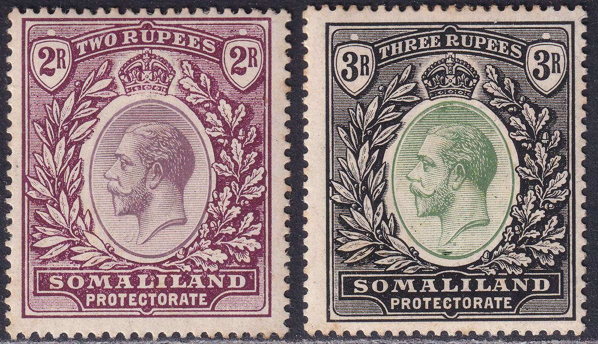 Somaliland Protectorate 1919 KGV 2r, 3r Mint SG70-71 cat £120 FAULTY TONES