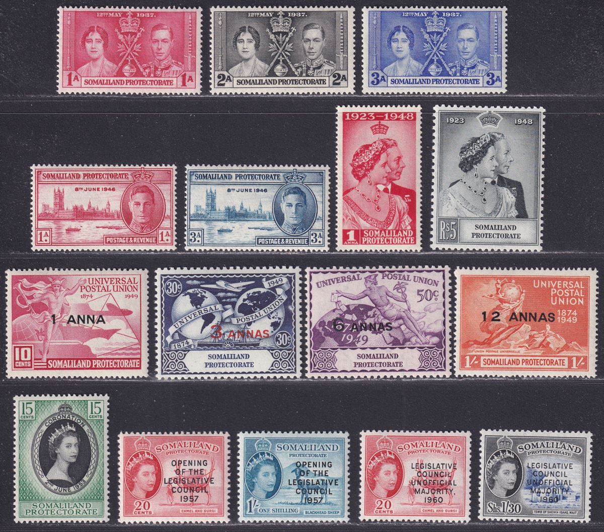 Somaliland Protectorate 1937-60 KGVI-QEII Selection Mint inc RSW, UPU